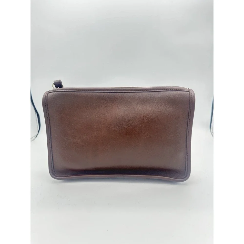 Coach Men's Mahogany Brown Zip Top Pouch Bag 9972 Vintage